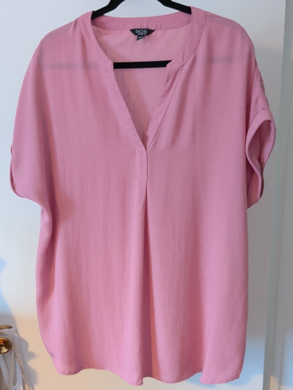 RACHEL Rachel Roy Pink Split-Neck Tunic Blouse